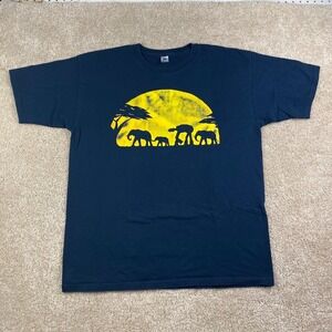 Tee‎ Fury Mens Star Wars AT-AT Elephant Savanna Sunset Graphic T-Shirt Navy Blue
